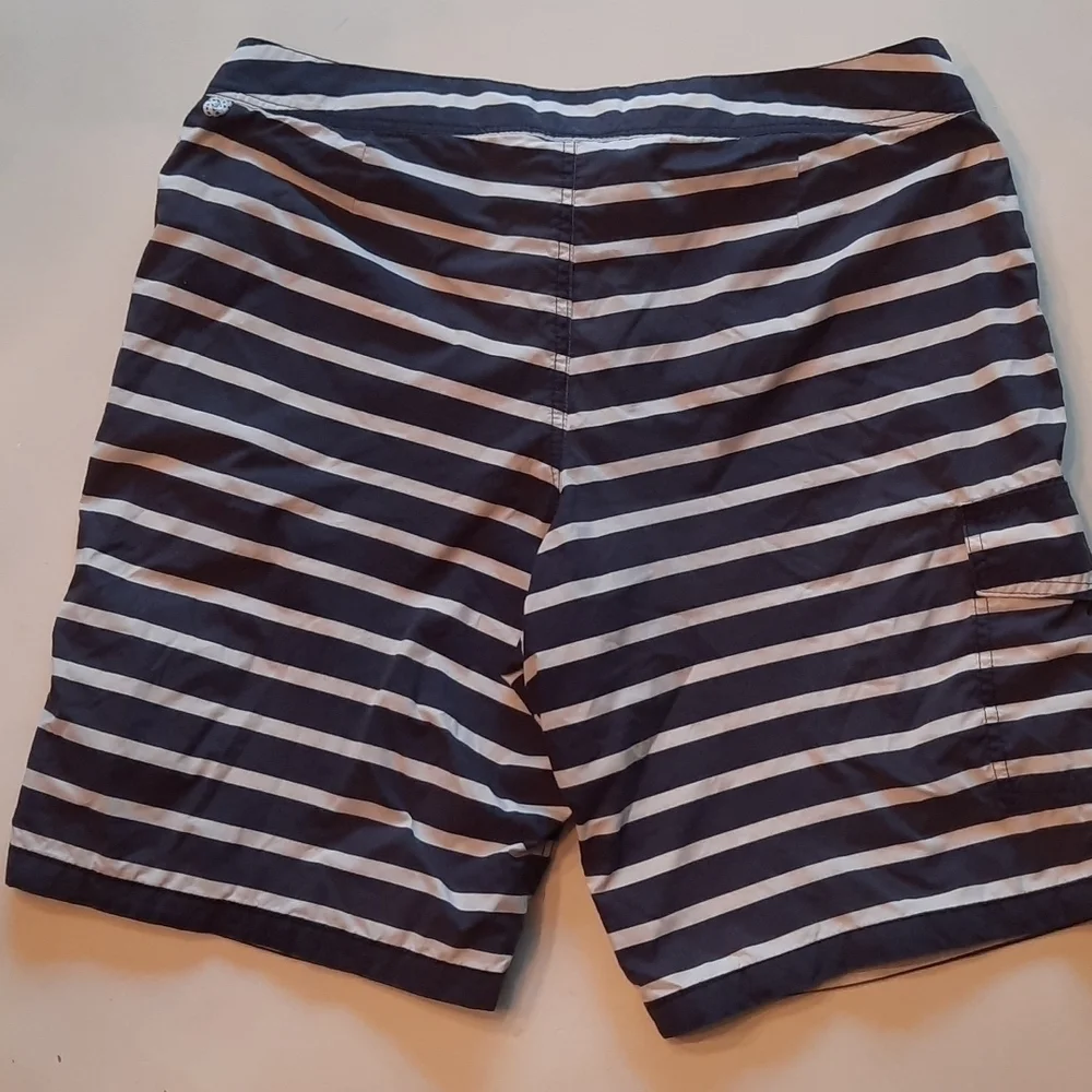 J. Crew waist 32 navy blue white stripe swim trunks